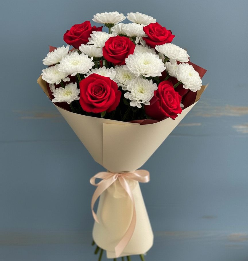 Букет цветов из: Розы и Хризантемы в Николаевке Ростовской области