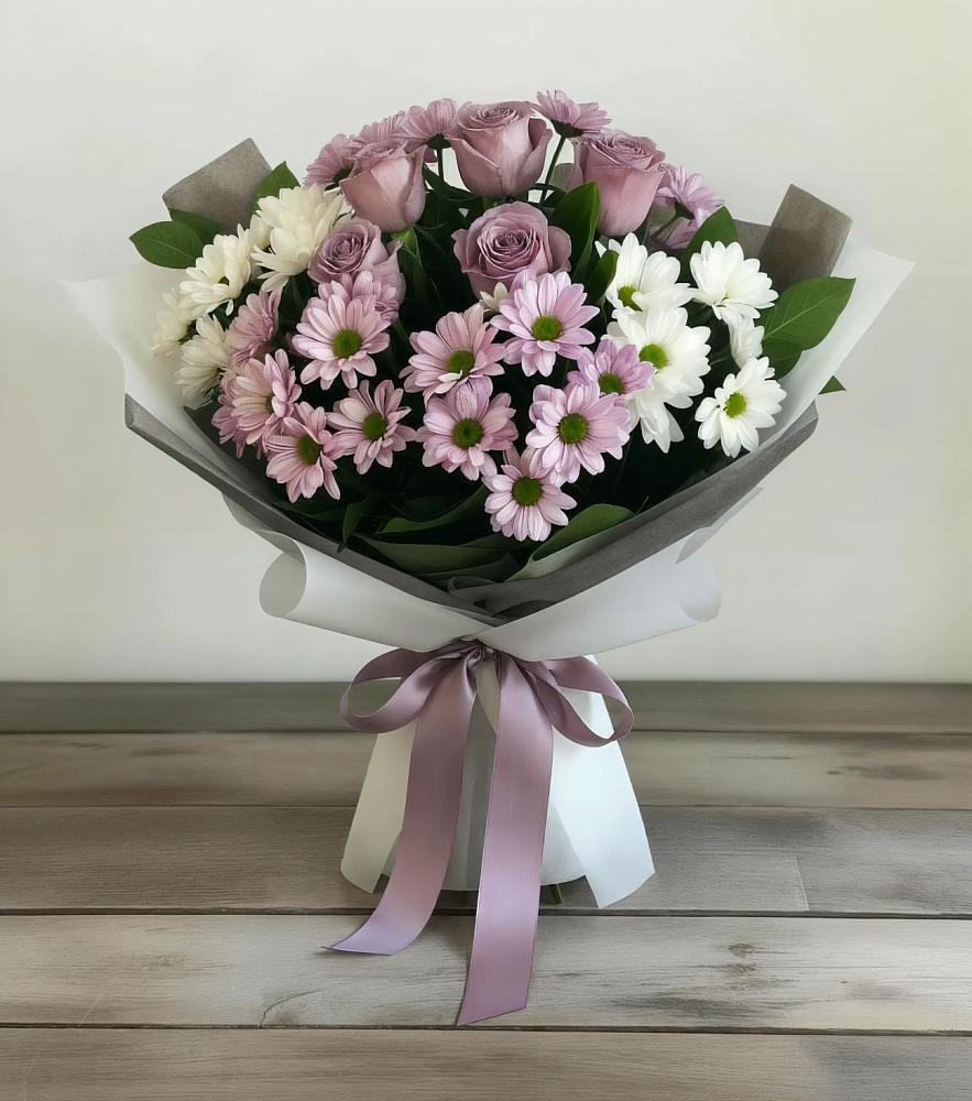 Букет цветов из: Хризантемы и Розы в Николаевке Ростовской области