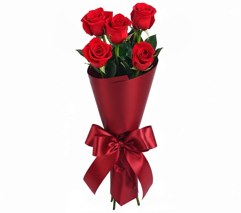 Букет 5 Красных роз Эдлесс Лав в Николаевке Ростовской области
