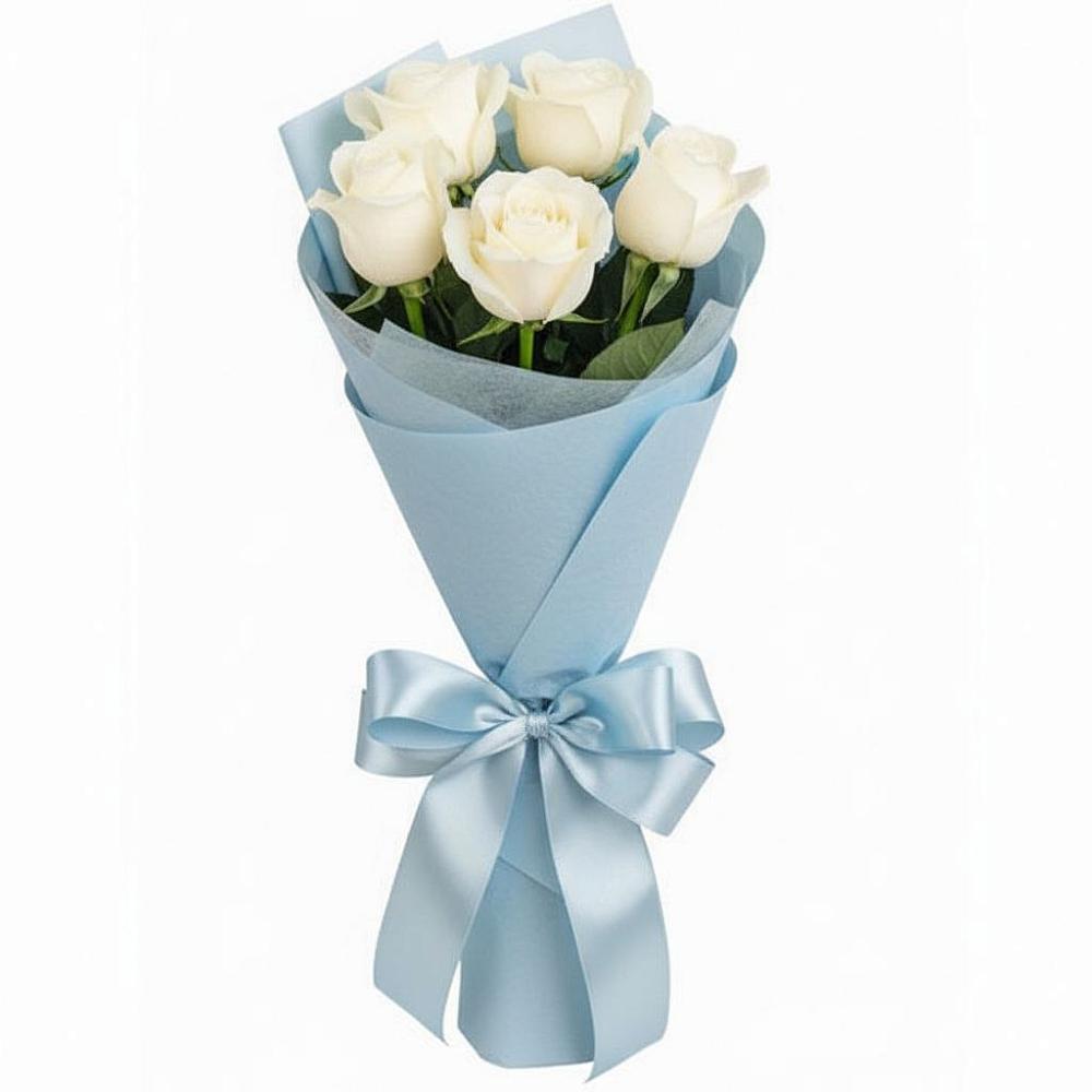 Букет 5 Белых роз Проуд в Николаевке Ростовской области