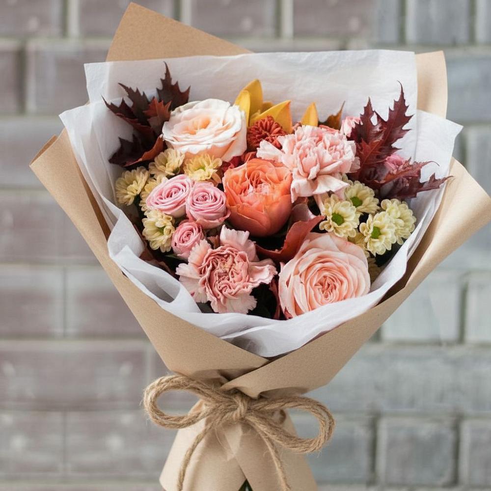 Букет цветов из: Гвоздики, Хризантемы и Розы в Николаевке Ростовской области