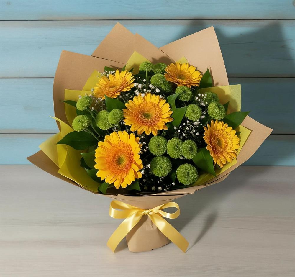 Букет цветов из: Герберы и Хризантемы в Николаевке Ростовской области