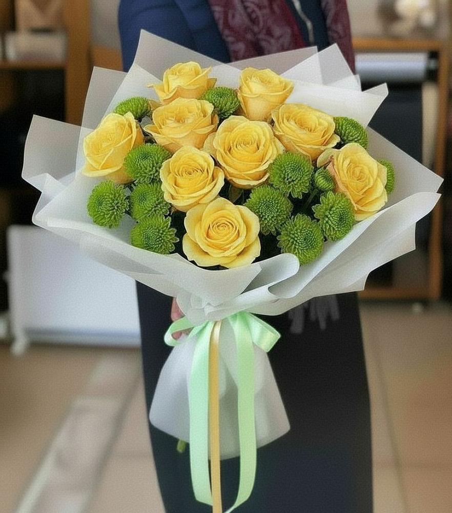 Букет цветов из: Хризантемы и Розы в Николаевке Ростовской области