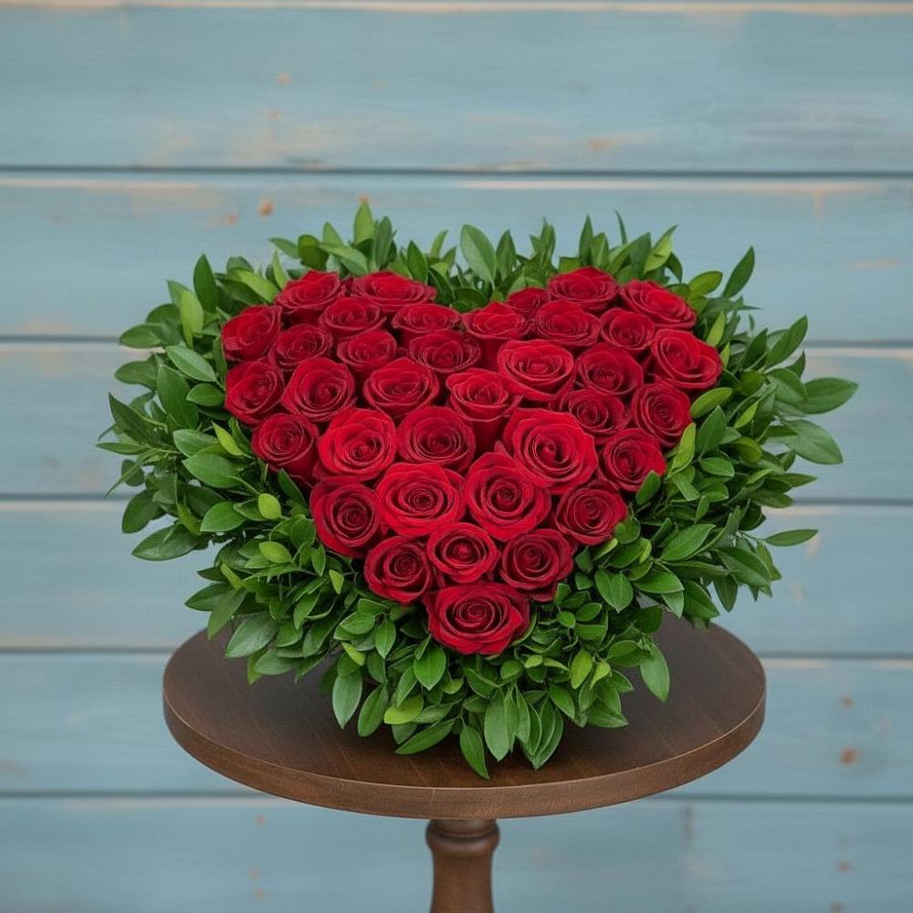 Цветочная композиция из Розы в виде сердца в Николаевке Ростовской области