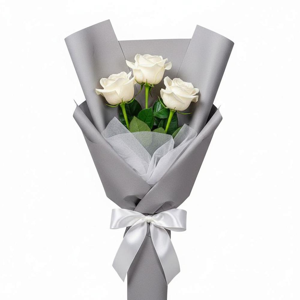 Букет 3 белые розы в Николаевке Ростовской области