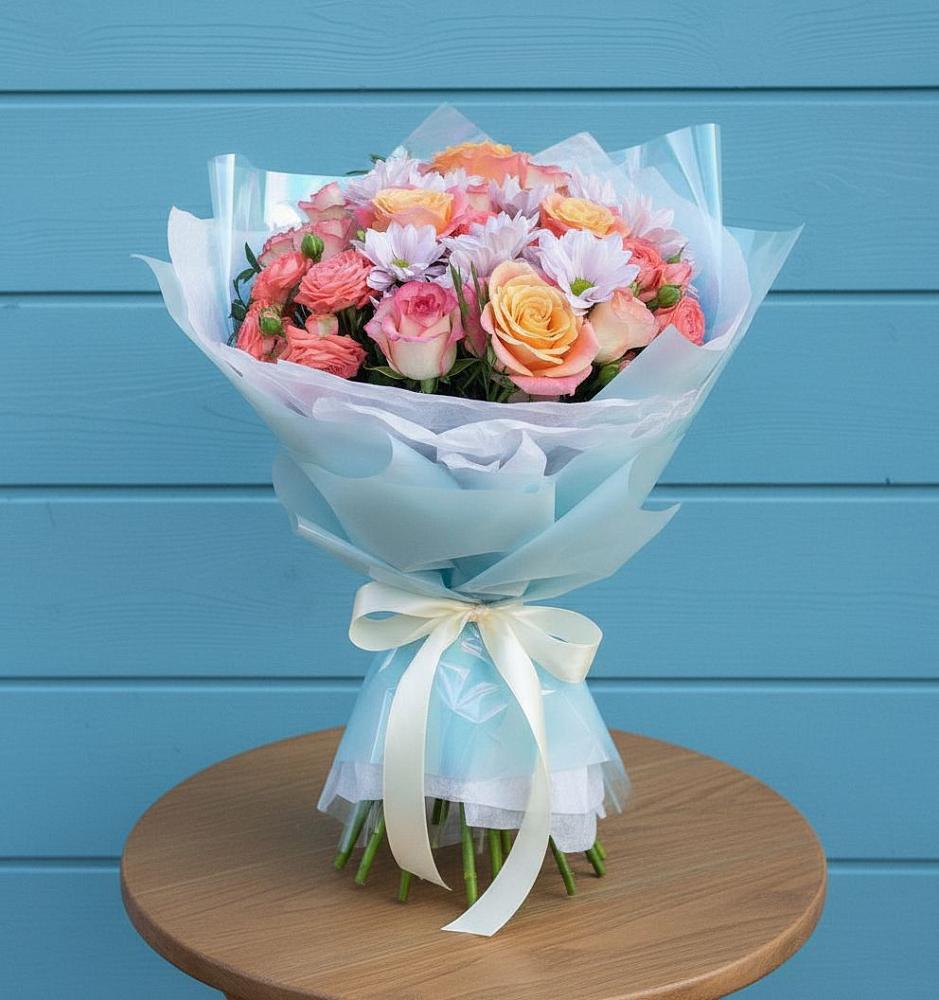 Букет цветов из: Хризантемы и Розы в Николаевке Ростовской области