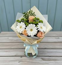 Букет цветов из:  Герберы, Розы и Хризантемы в Николаевке Ростовской области