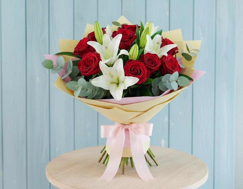 Букет цветов из: Лилии и Розы в Николаевке Ростовской области